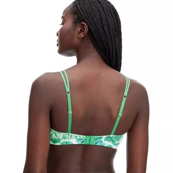 Diane Von Furstenburg NWT Women's Geranium Leaf Green Print Bra Size S - Picture 3 of 7